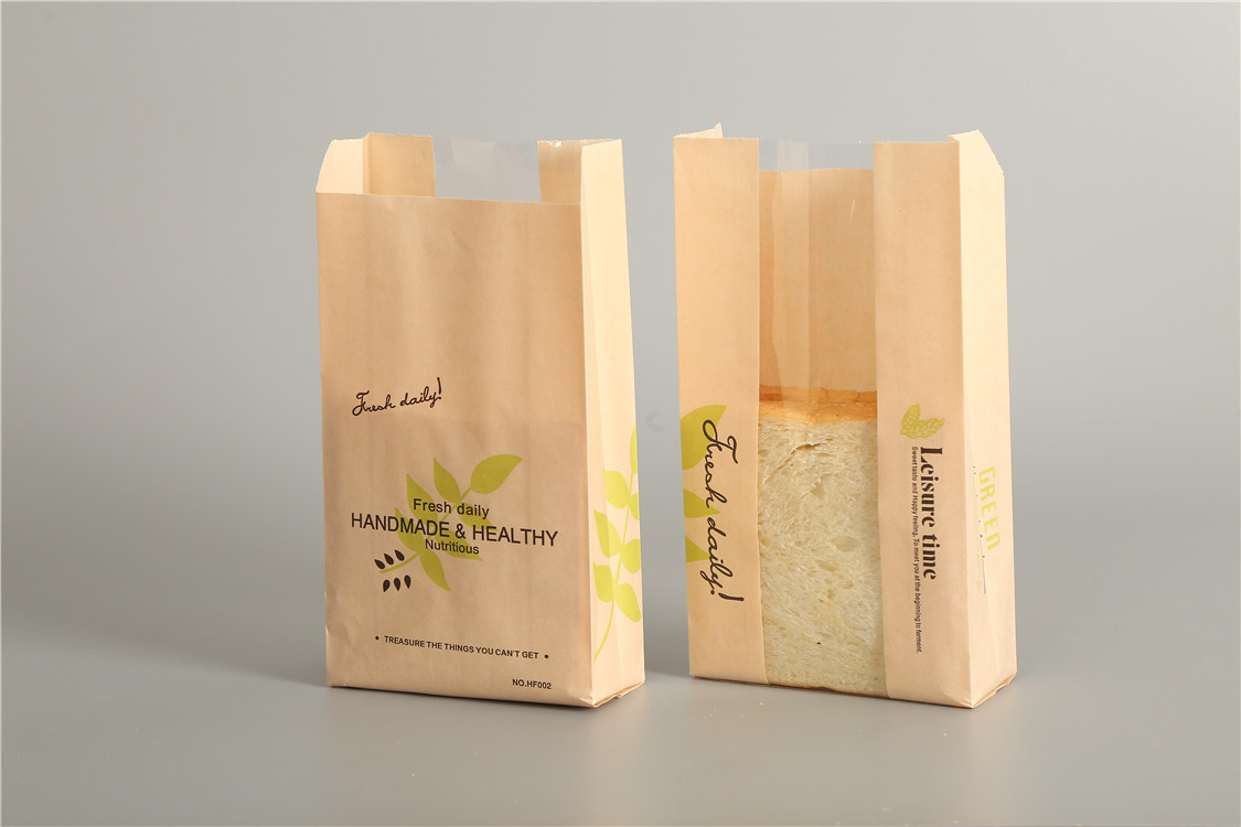 Best Selling Printed Logo Oil Proof Kraft Paper Bags Sandwitch Packing Bag