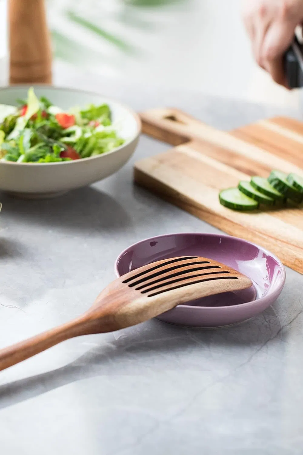 Ceramic Purple Spoon Holder Tray Porcelain Spoon Dish