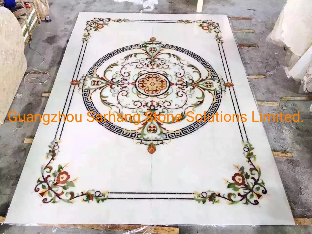 Rectangle Shape Simple Design Marble Inlay/Medallion Floor Tiles for Corridor/Hallway in Home/Villa/Hotel