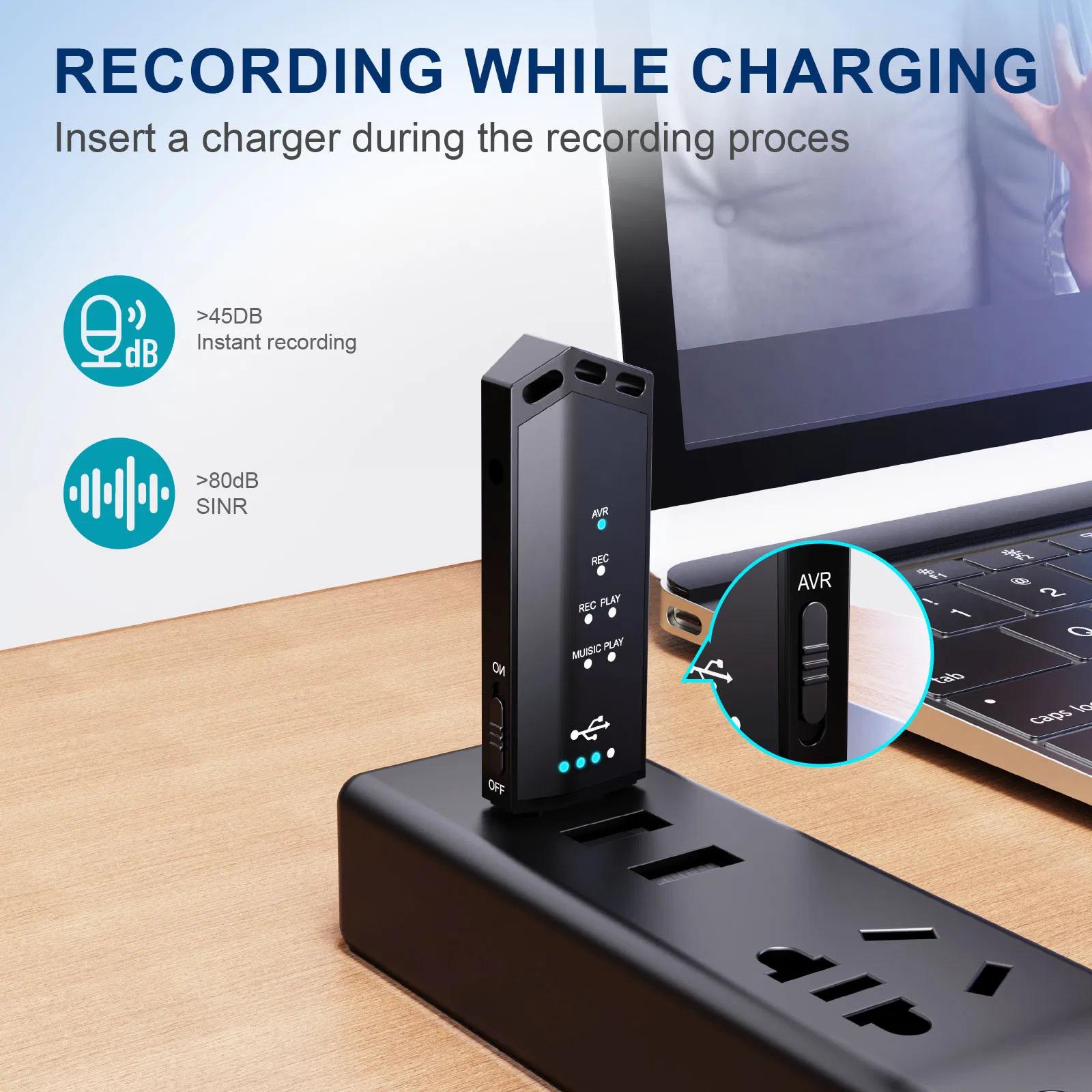 Цифровой диктофон USB с функцией воспроизведения