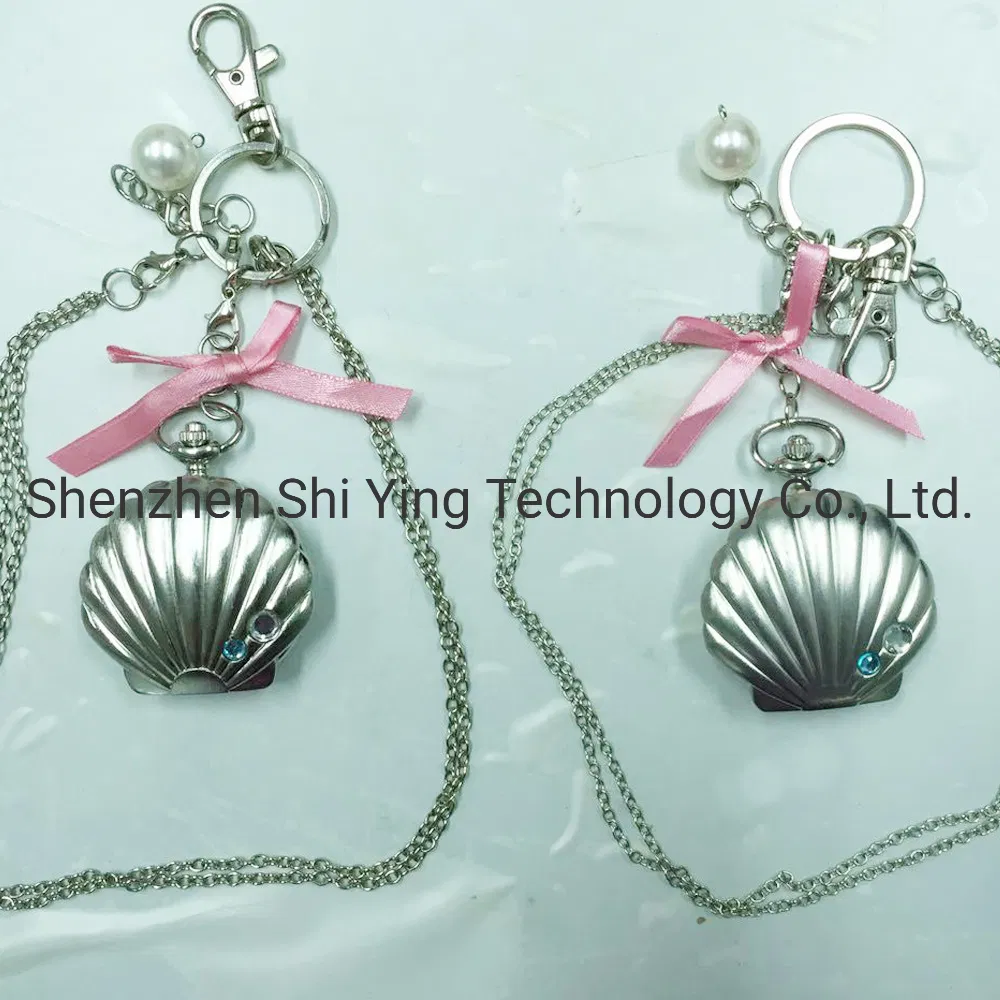 Small Silver Tone Necklace Pocket Watch for Women and Ladies