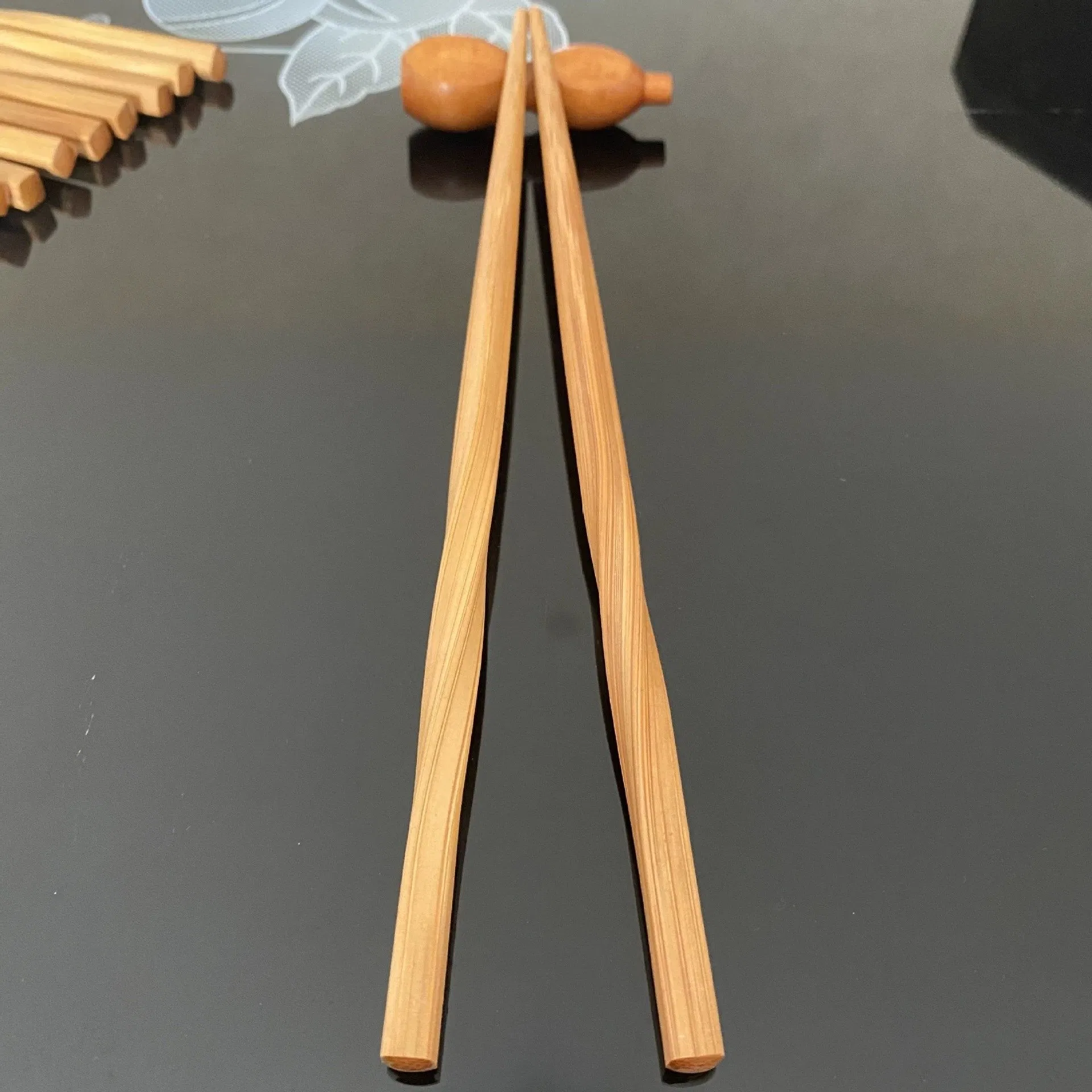 Elegant Lacquered Twisted Bamboo Chopsticks for Stylish Dining