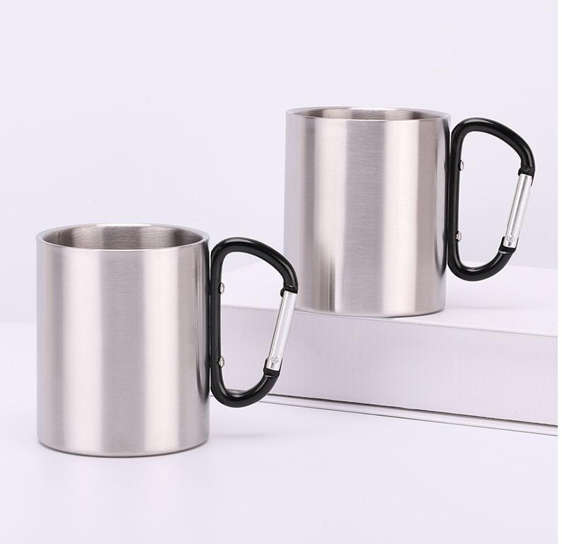 Двойная кружка из нержавеющей стали с карабином