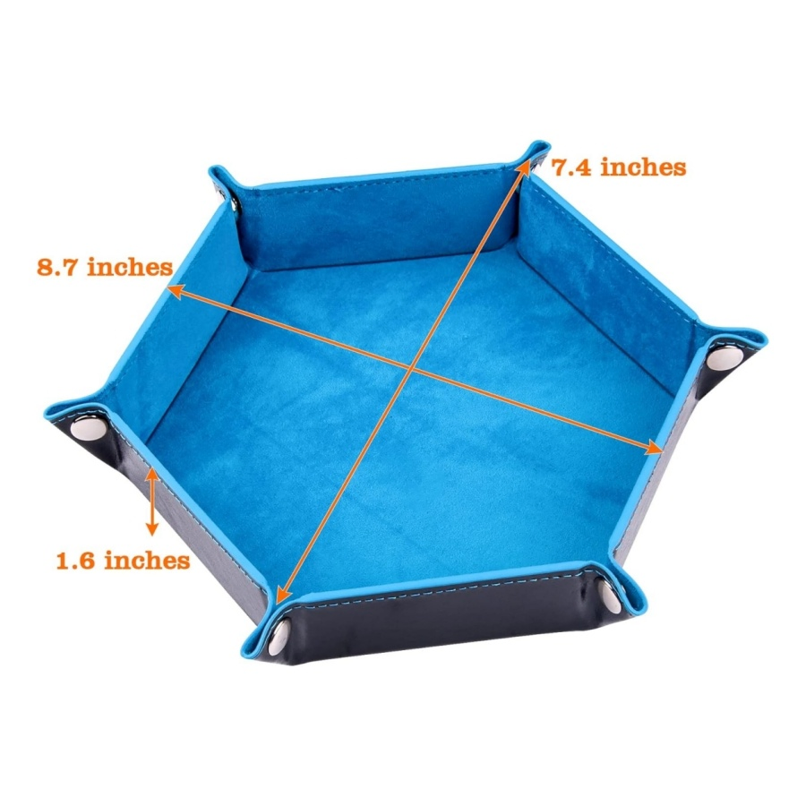 Custom Hexagon Desk Storage Tray Leather Folding Dice Tray with Velvet Lining
