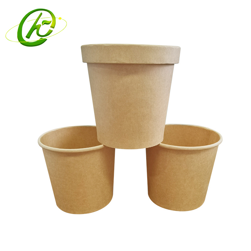 Disposable Brown Kraft Takeaway Paper Soup Bowl with Paper Cup Customized for Sale