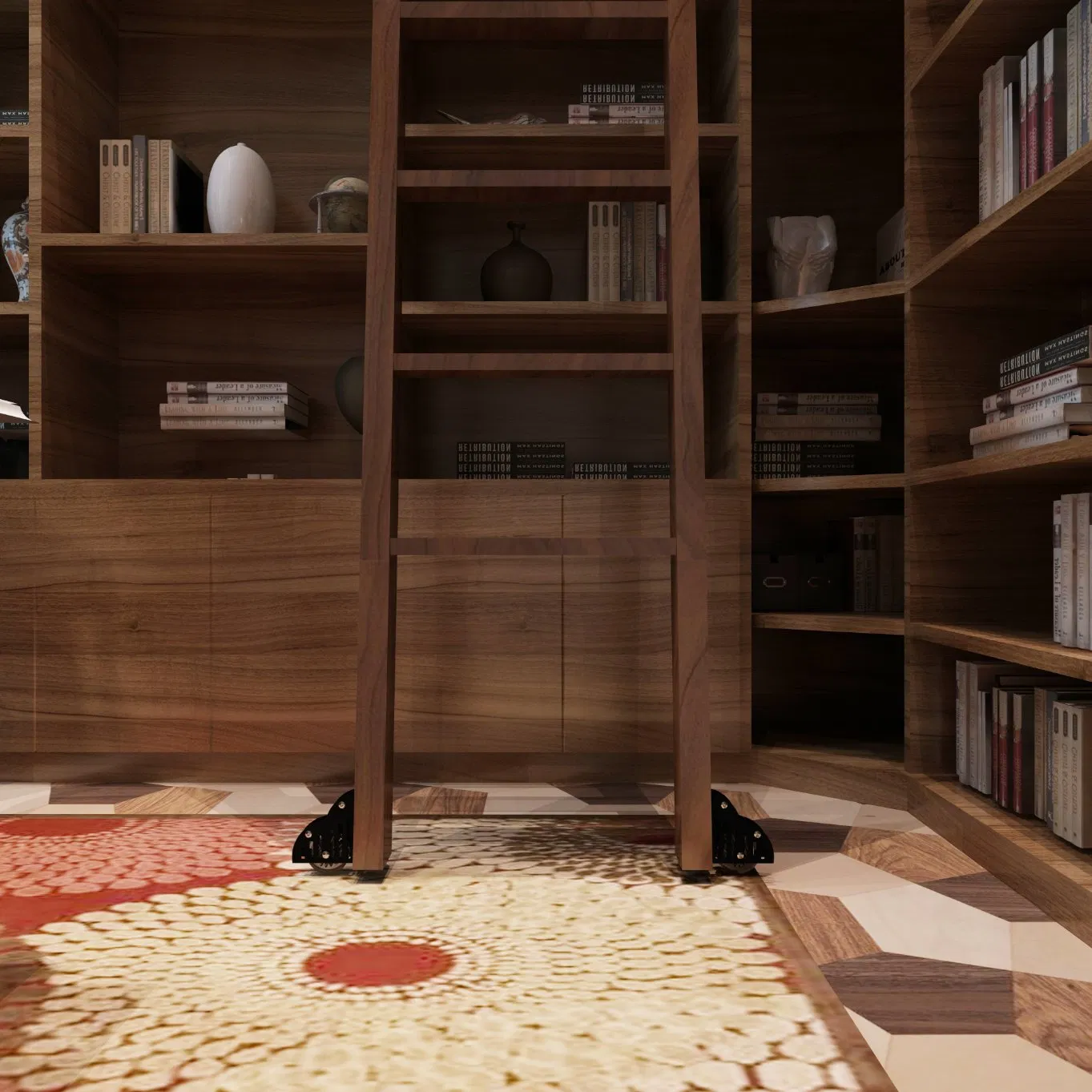 Sliding Library Ladder Hardware Track Set Kit with Bottom Wheel