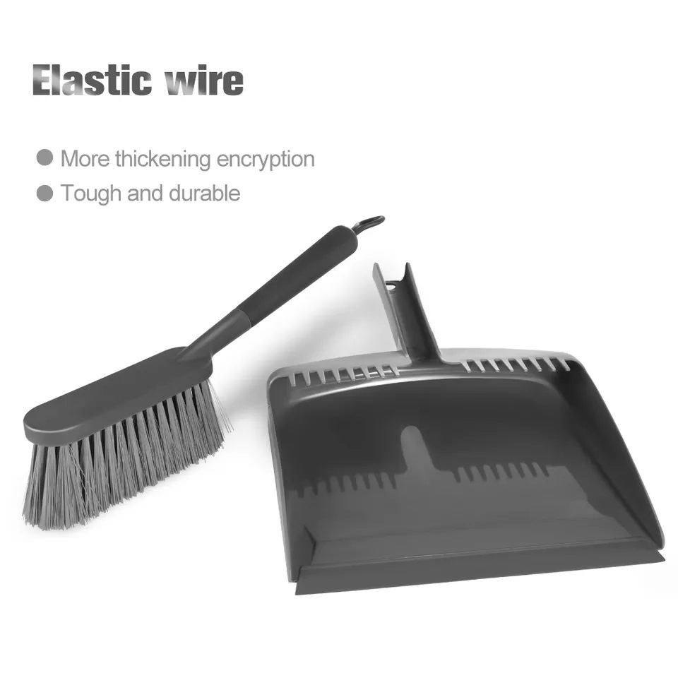 TPR Grey Bristle Brushes Floor Table Cleaning Brushes with Dustpan