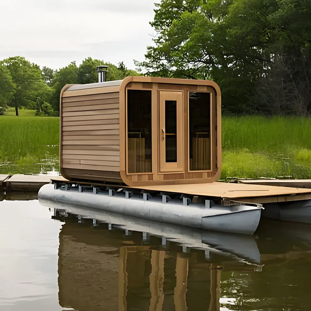 Экологичная уличная сауна-куб из FSC-древесины