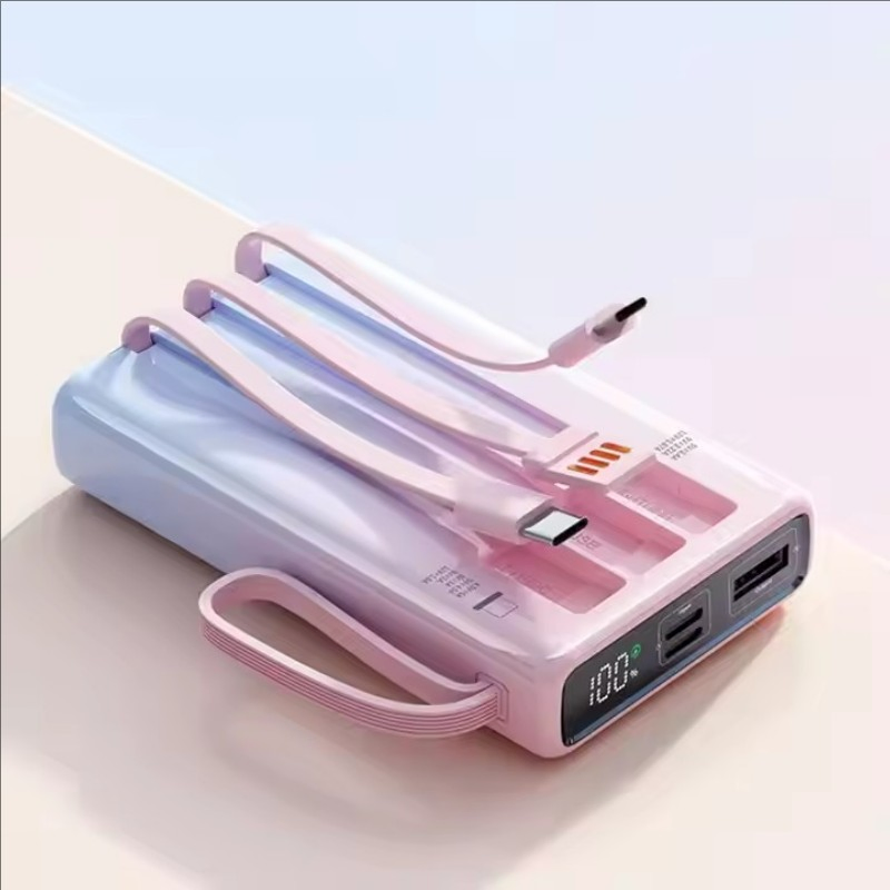Fast Charging Power Bank Pd20W Built-in 3 Cables Mini Power Bank 10000mAh with Beautiful Color Portable Mobile Power Bank