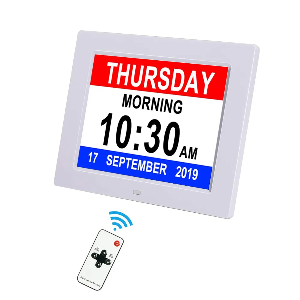 LCD Digital Clock Desktop Electronic Photo Album Calendar Elderly Medication Alarm Clock