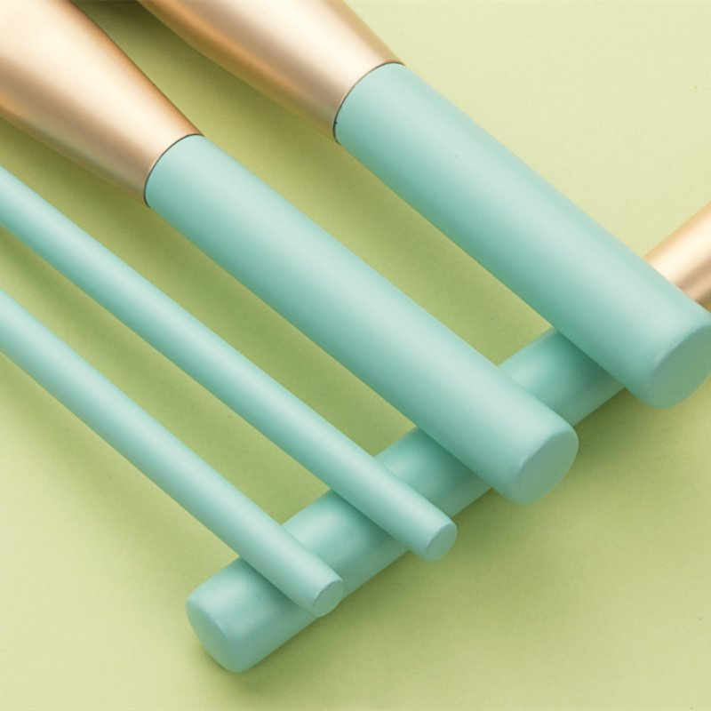 7PCS Green Eye Makeup Brush Blend Flat Green Wooden Handle Cosmetic Makeup Brushes Makeup Brush Set