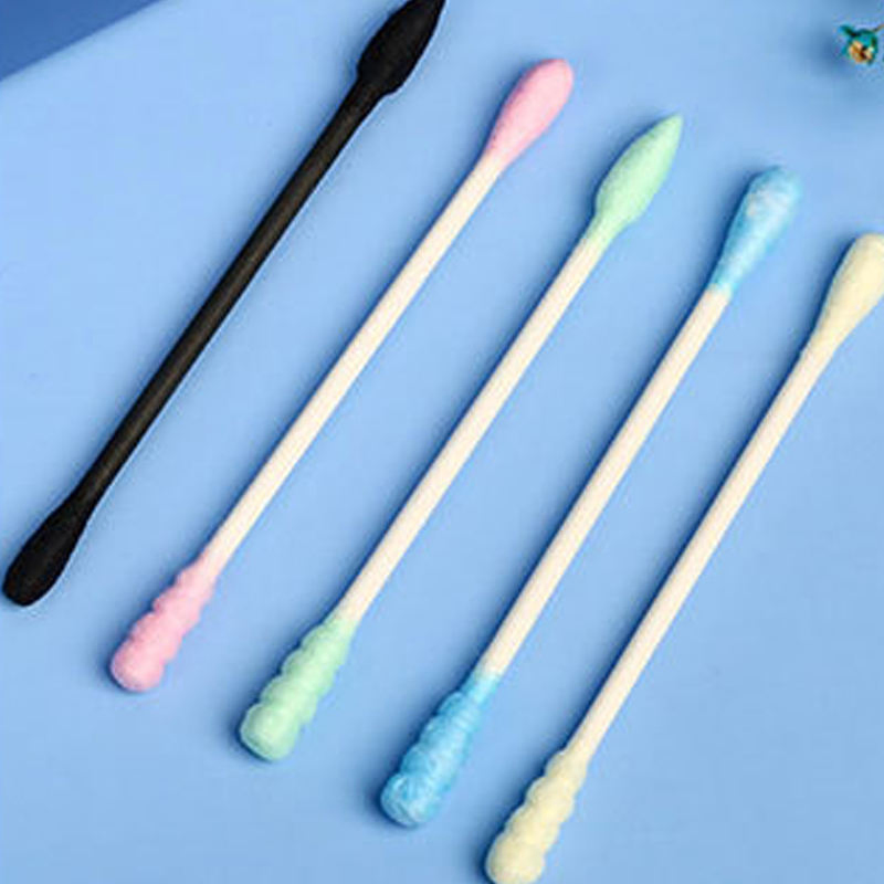 a Box of 20o Colored Cotton Swabs in a Highly Transparent Box.
