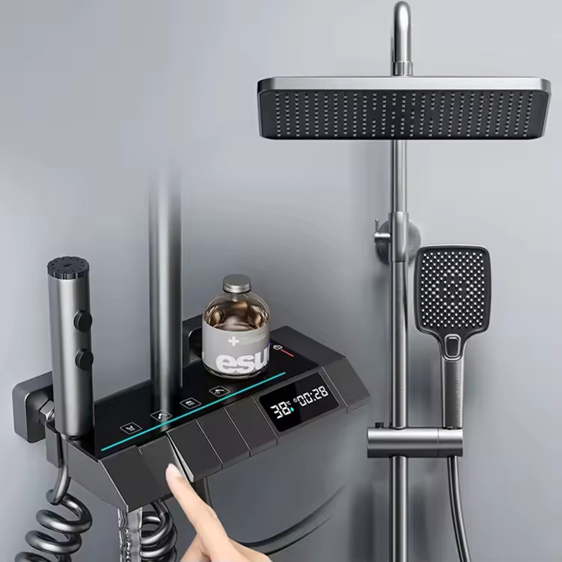 Hlk All-Copper Gun Shower Set Suit Digital Display Intelligent Atmosphere Piano Keys
