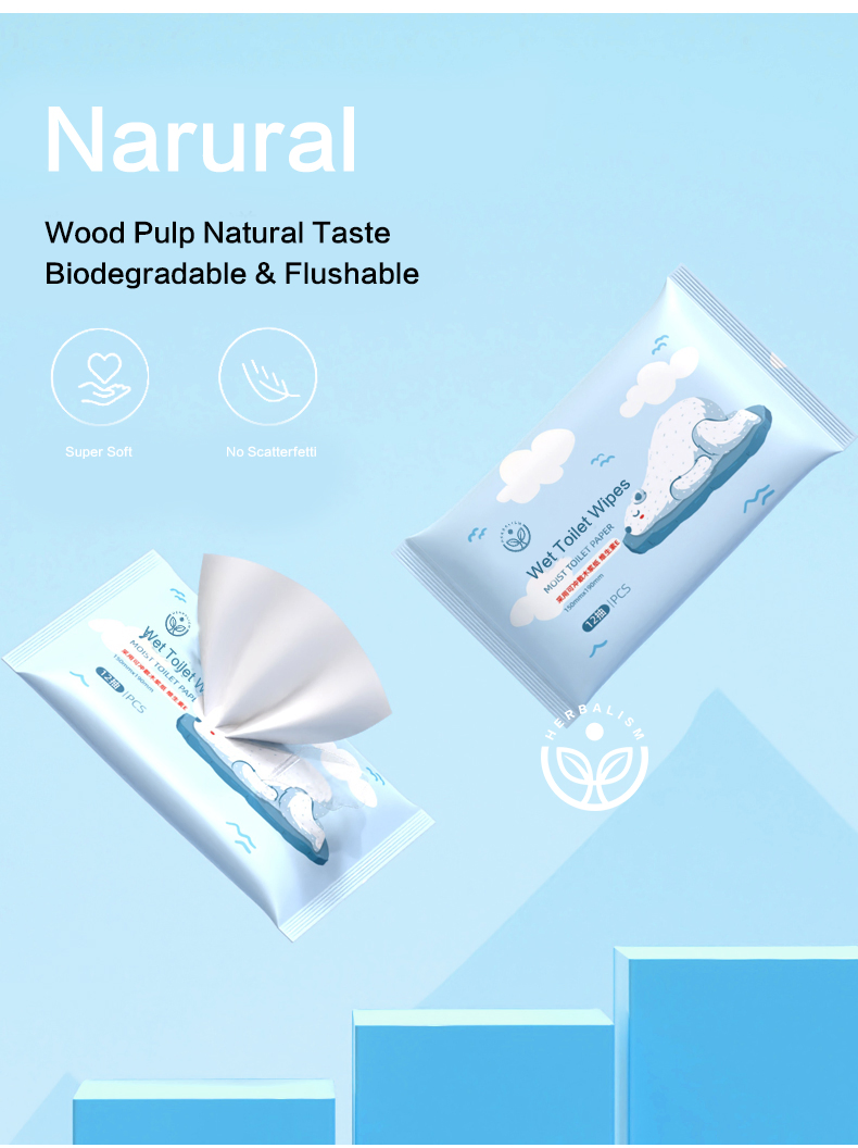 Good Quanlity Raw Wood Pulp Biodegradable Flushable Toilet Wet Wipes