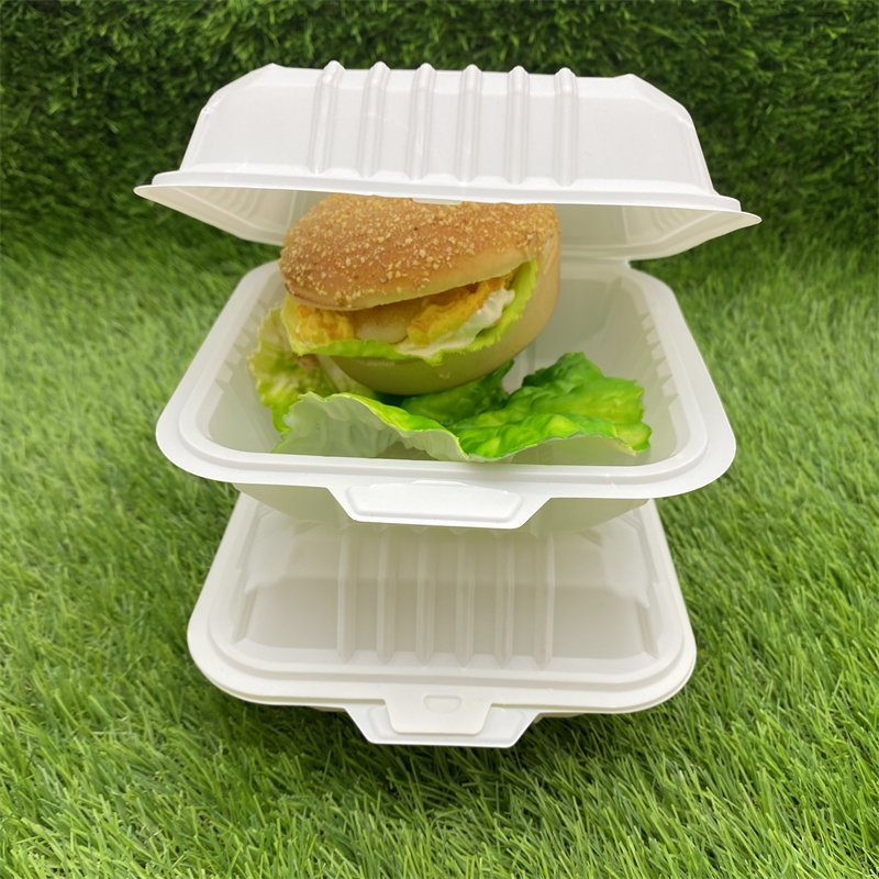 Disposable Biodegradable Cornstarch 6inch Burger Clamshell Food Box