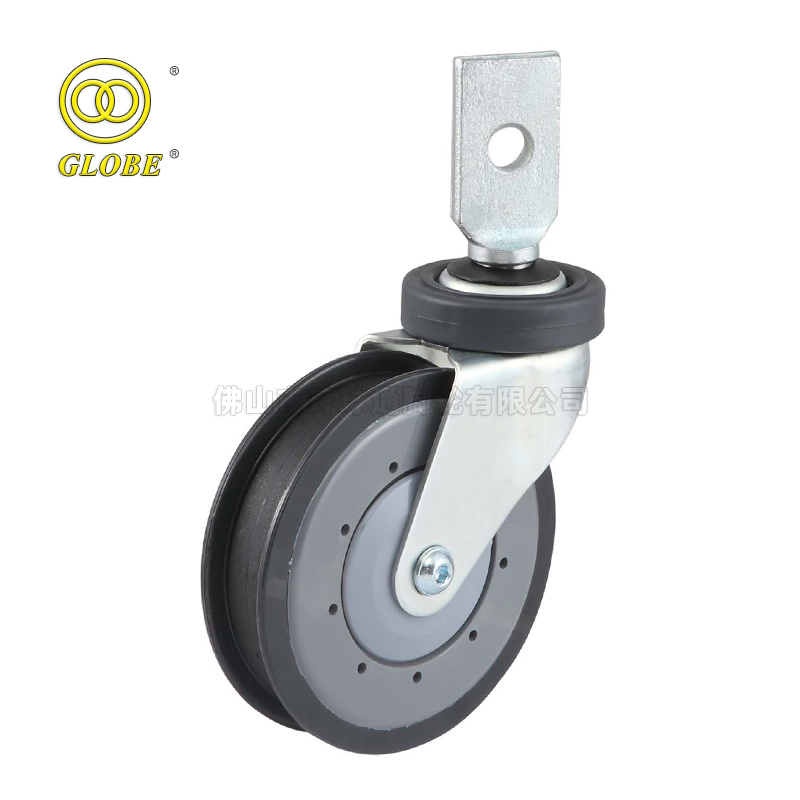 Splinting Type Swivel Shopping Cart PU Caster (gray, two grooves)