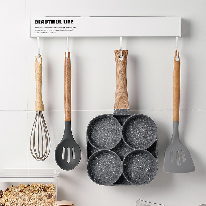 4-Hole Egg Cooker Frying Pan Non-Stick Fried Egg Pot Flat-Bottomed Cookware Pan Kitchen Cooking Pot Omelette Frying Pan Set