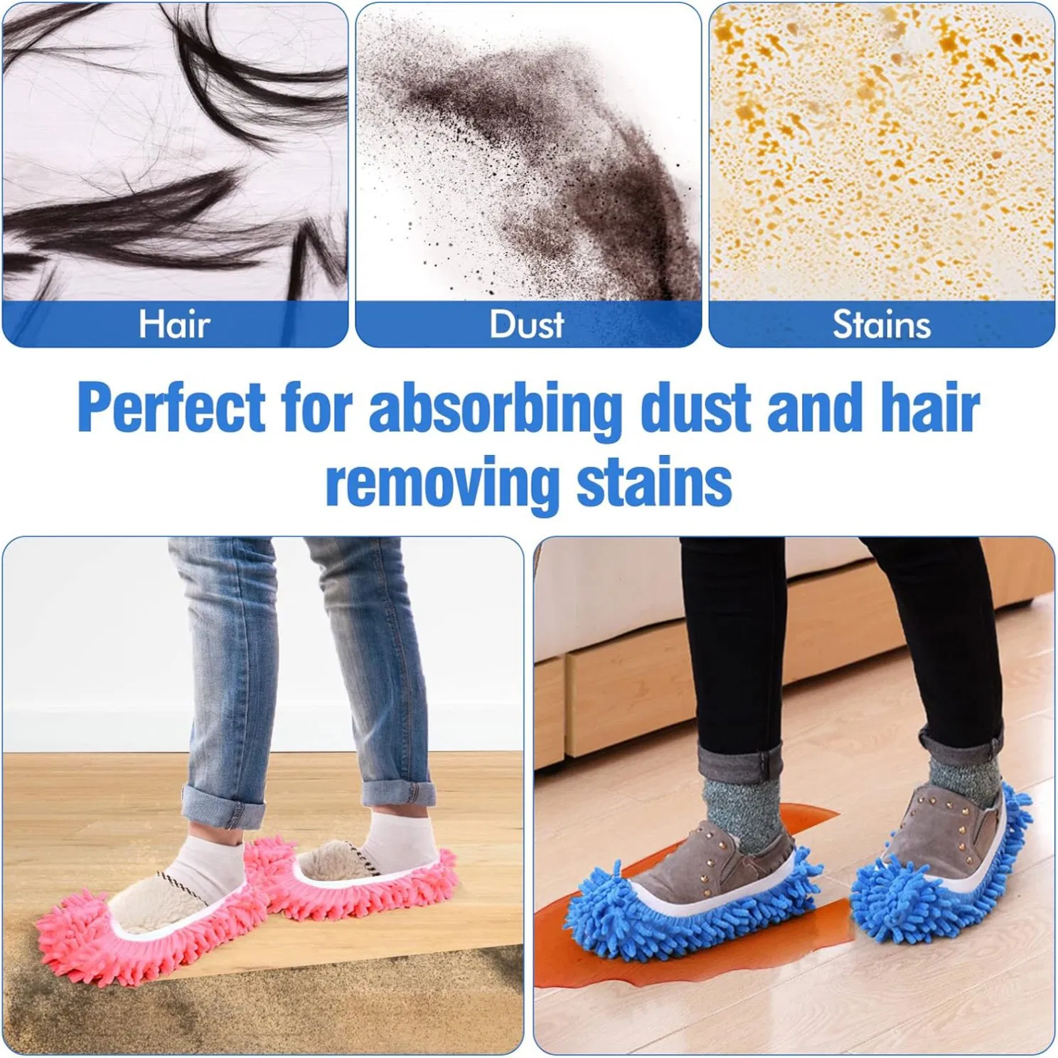 Chenille Slippers for Floor Cleaning Washable Shoes Cover
