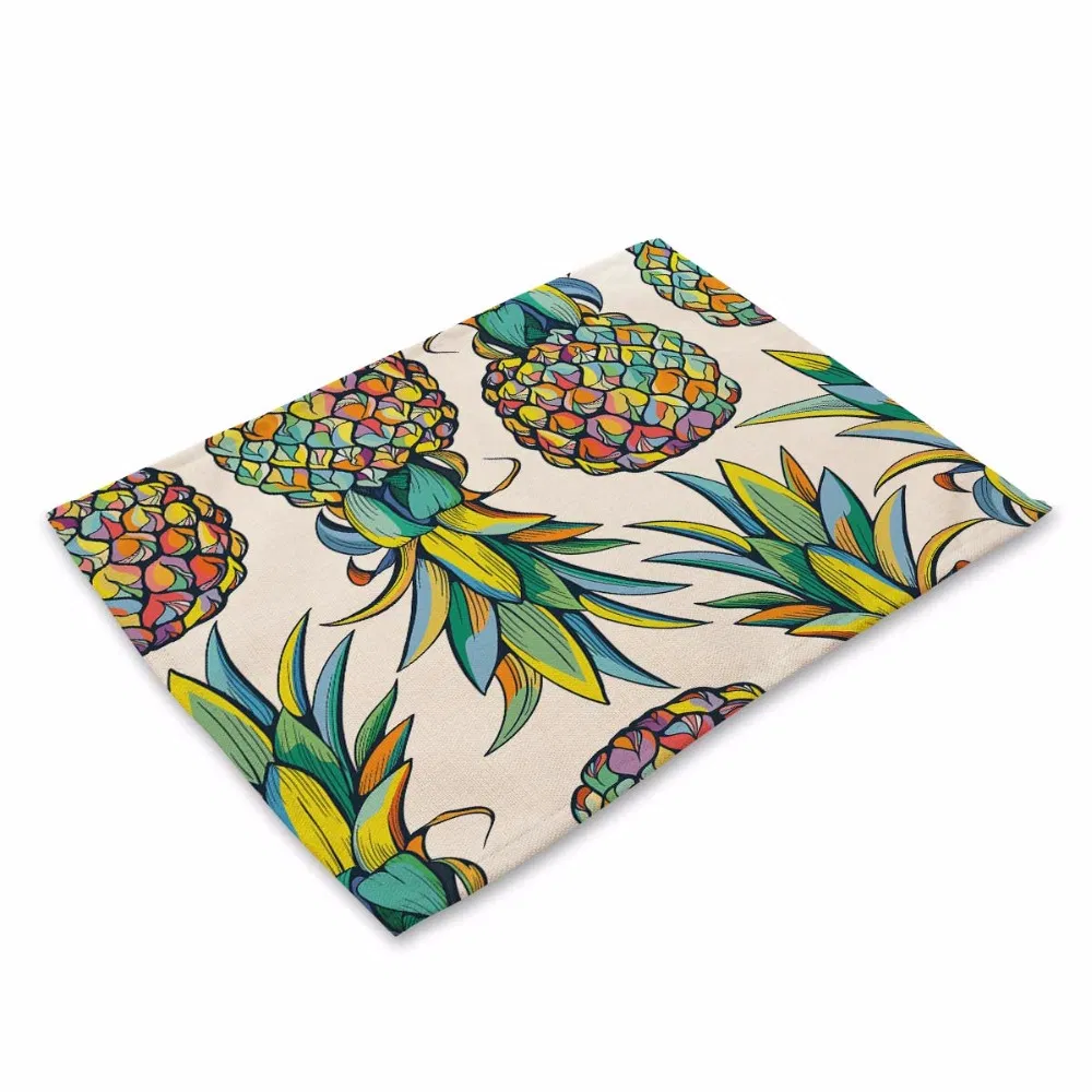 Tropical Plant Pineapple Pattern Table Mat Kitchen Decoration Fashion Place Mat Dining Accessories Table Napkin for Wedding