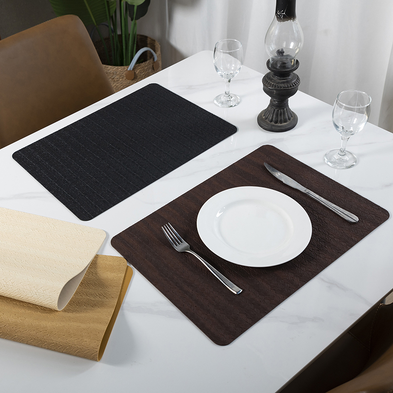 Heat Resistant Non-Slip PVC Placemat Vintage Luxury Cowhide Texture Leather Table Mat