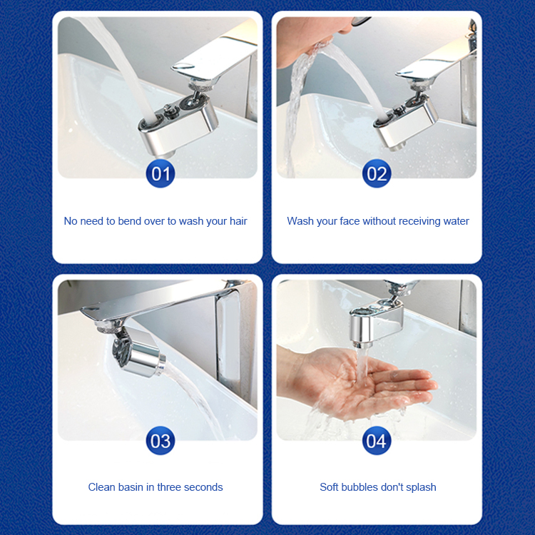 Sanipro New All-Copper Universal Faucet 1080 Degree Lift Anti-Splash Nozzle Bathroom Wash Teeth Rotating Extension Mechanical Arm