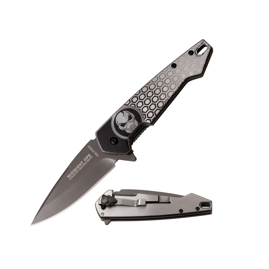Wholesale High Quality 3Cr13 Wing Design Handle with Skull Folding Knife