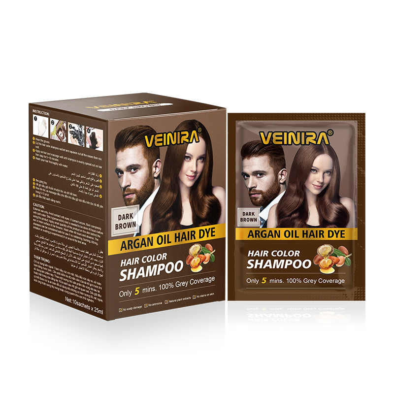 Veinira No Scalp Damage Argan Oil Natural Hair Dye Hair Color Shampoo Black Dark Brown Tintes Para EL Cabello