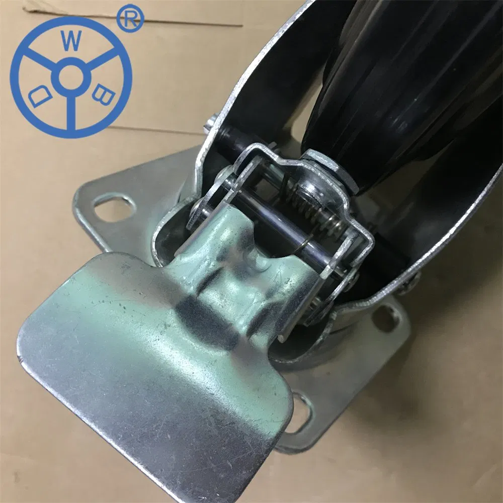 6/8 Inch Plate Casters Waste Bin Trash Can Rubber Wheels Castor Swivel with Brake
