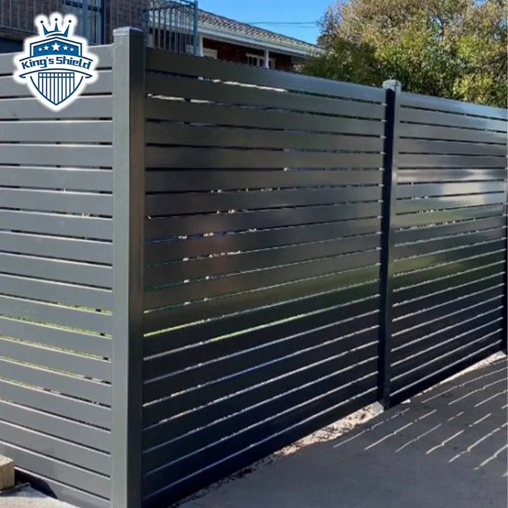 Privacy Fence Aluminum Black No Dig Horizontal Slat Aluminum Fence Panels