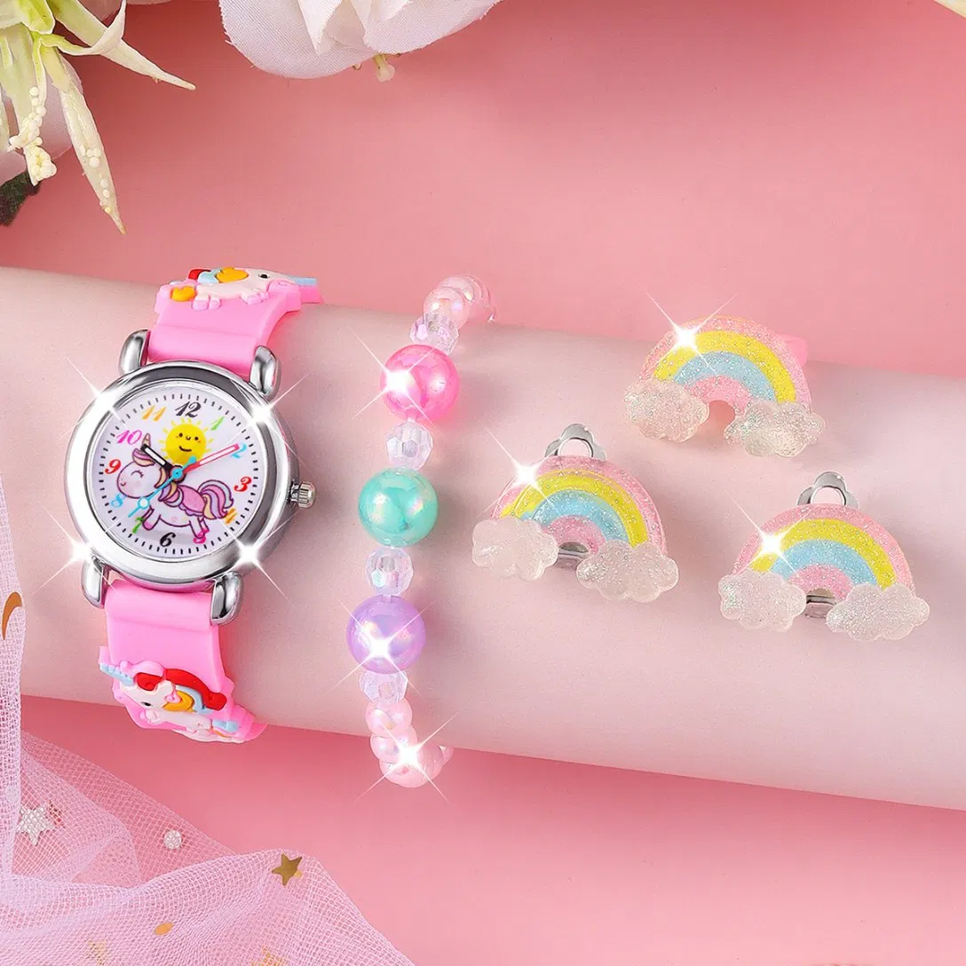 Unicorn Watch Cute Cartoon Pink Rainbow Accessories Set
