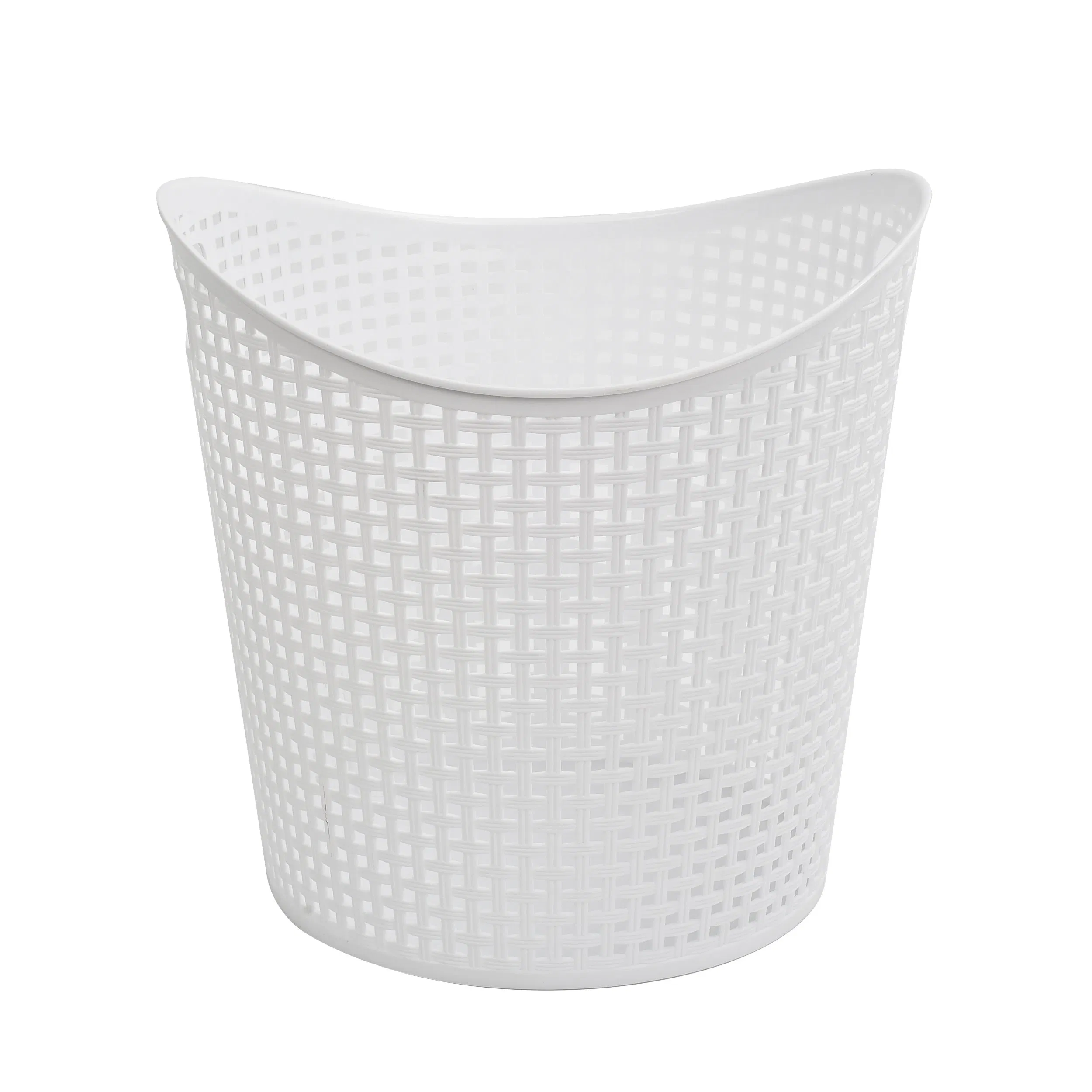 Popular Round Plastic Laundry Basket Grey Color Unique Design