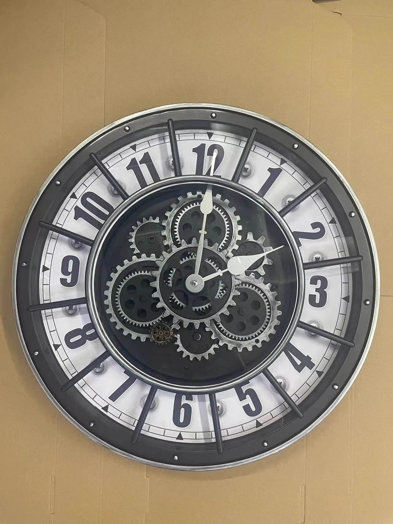 45.5cm Round Antique Gear Wall Clock with Quartz Silent Movement