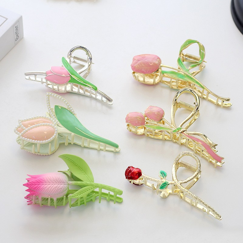 Tulip High-End Sense Metal Female Summer Hair Clip
