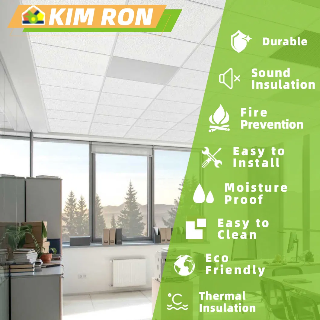 Chinese Customized High-Density Modern Home Decoration 15mm Thickness Mineral Fiber Board Acoustic Ceiling Board 600*600mm Mineral Fiber Ceiling Manufacturer