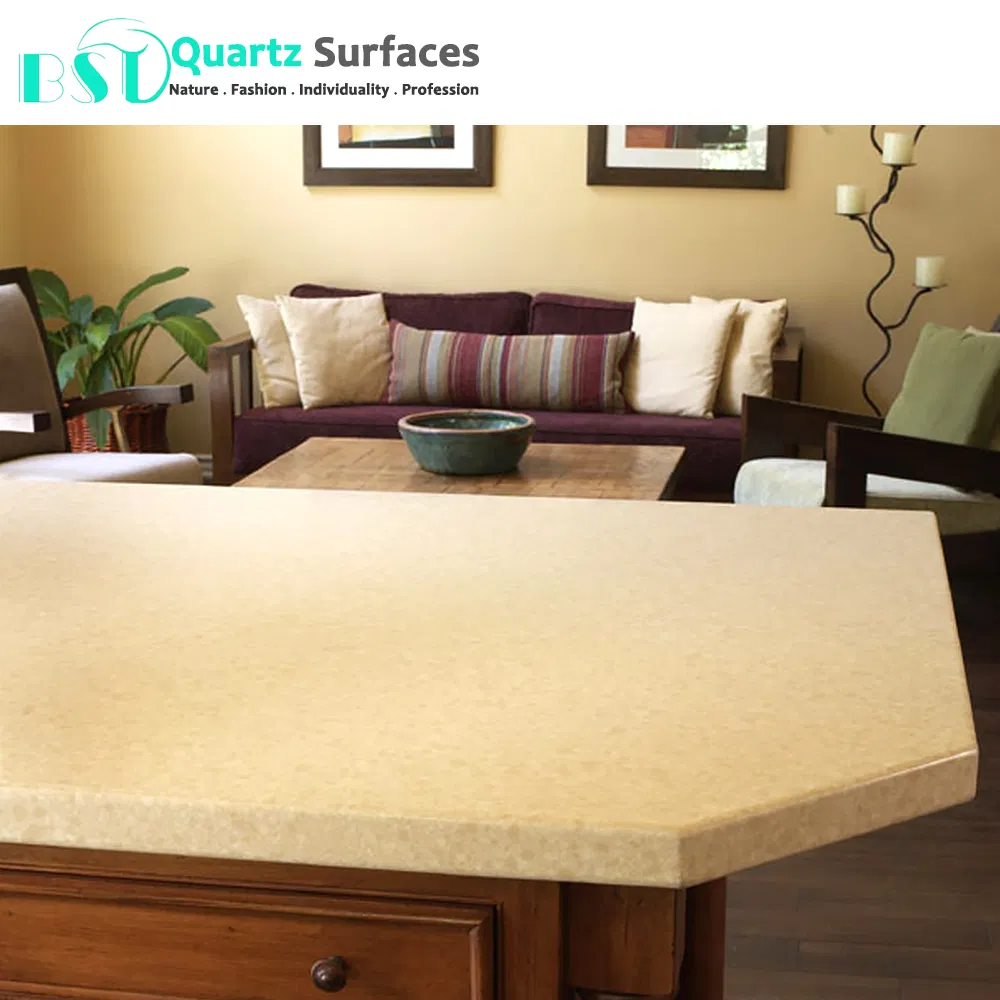Beige Color Quartz Stone Dining Table Top