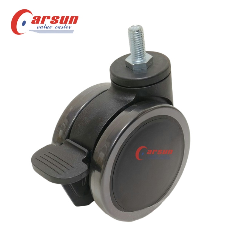 4 Inch Black Medical Casters Brakes Rigid PU Nylon Stem Casters Hospital Laboratory Equipment Instruments Customizable OEM 100mm