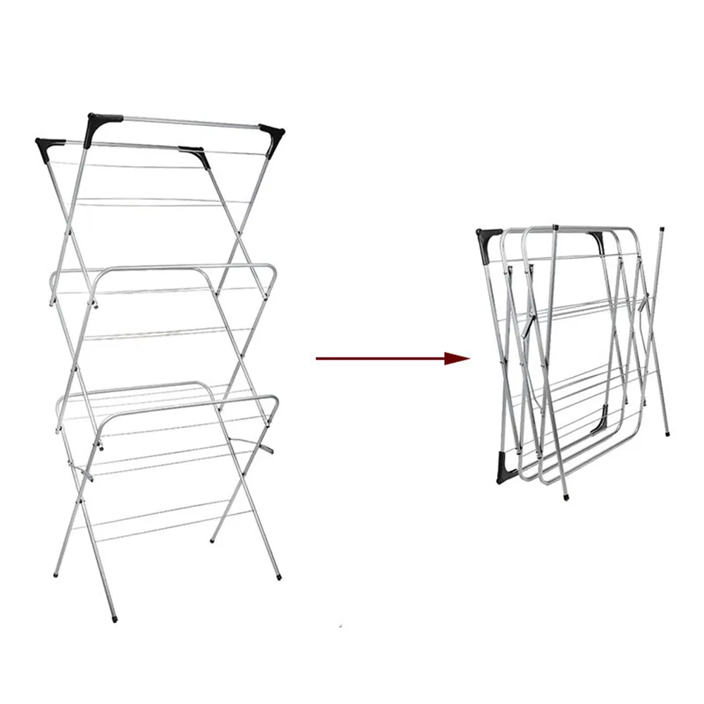 Best Seller Metal Laundry Drying Clothes Rack in Purple/Blue/Black/Green/Grey/Pink with Folding and Floor Standing Design for Towel/Shirt/Blanket/Dresses/Pillow