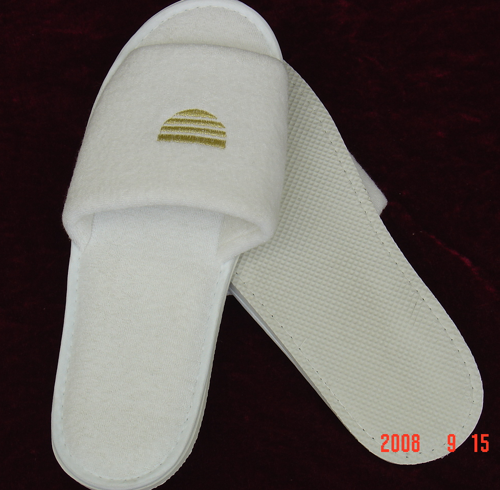 Handcrafted Hotel Cotton Towel Slippers with EVA Rubber DOT Outsole