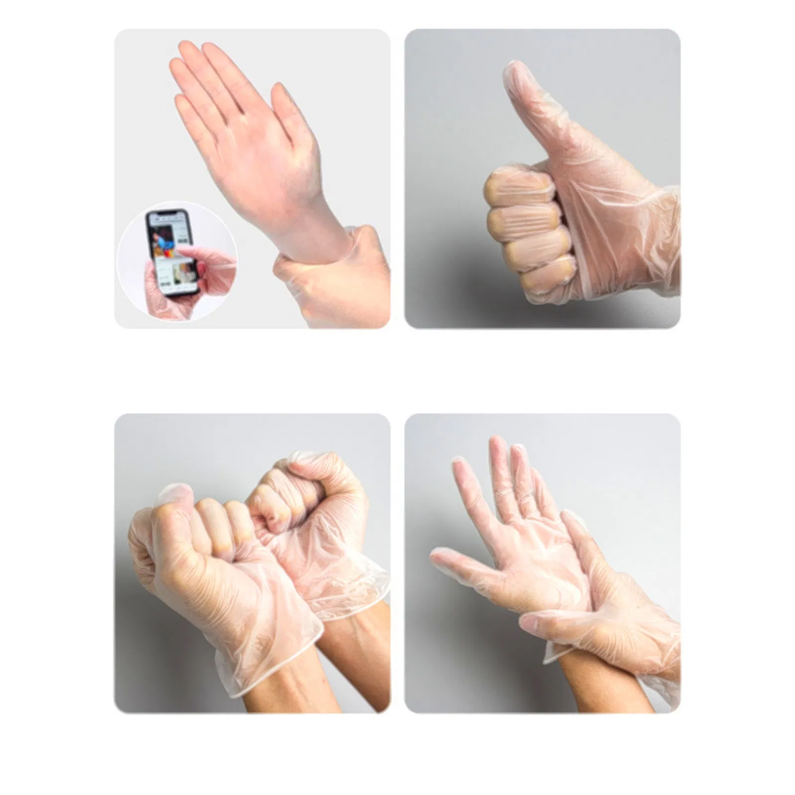 Clear Disposable Vinyl Gloves Single Use Food Preparation Cleaning Rubber PE Gloves