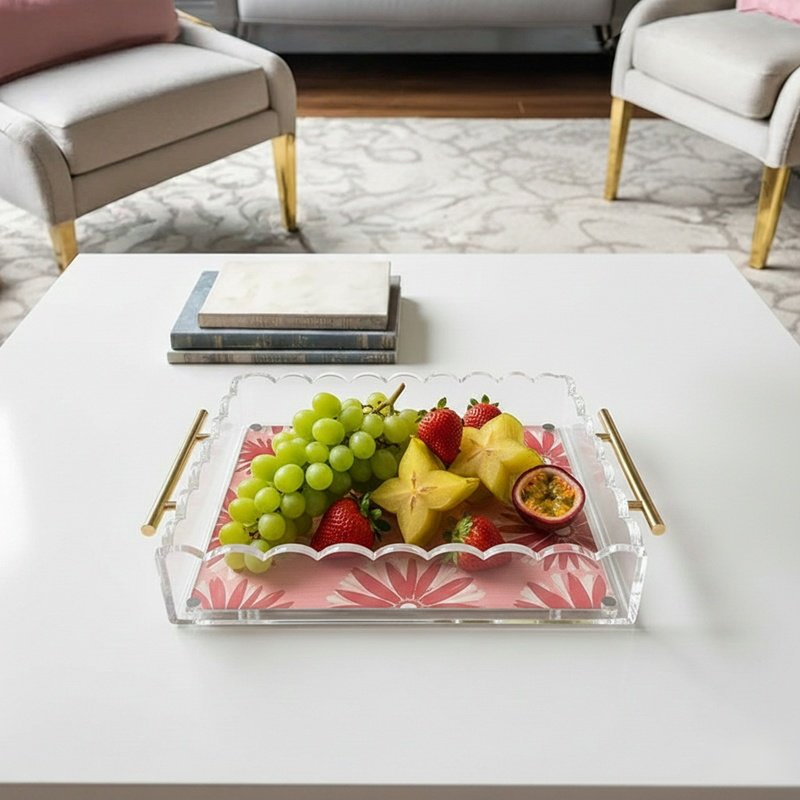 Elegant Clear Acrylic Tray with Handles for Serving Guests