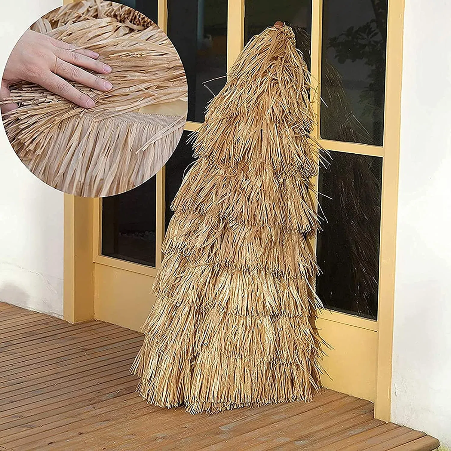 Пляжный зонт 6.5 футов с соломенной отделкой