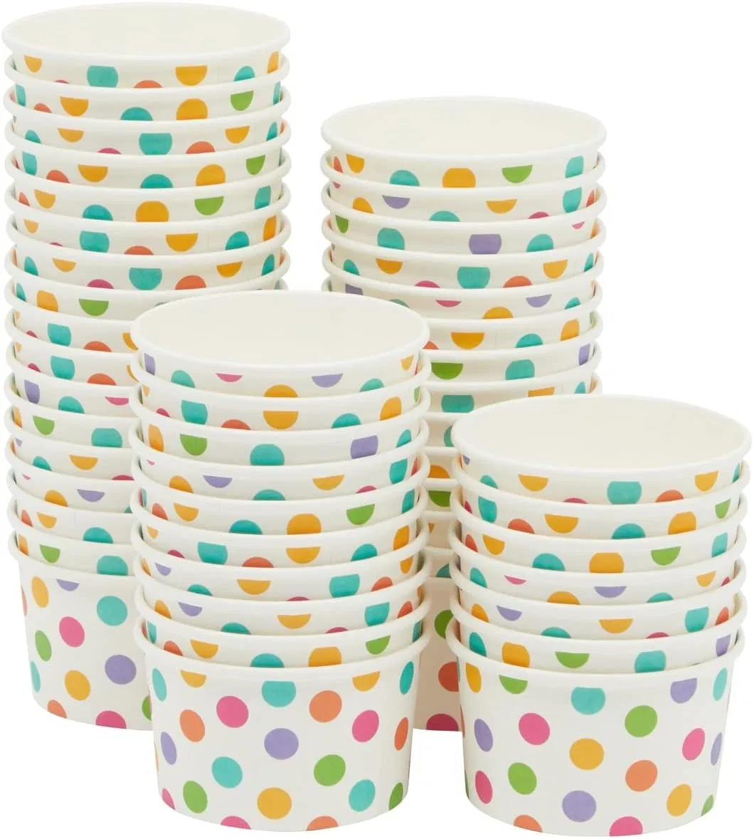 Paper Ice Cream Cups Disposable Dessert Bowls for Hot or Cold Food, 9-Ounce Party Supplies Treat Cups for Sundae, Frozen Yogurt, Soup, White