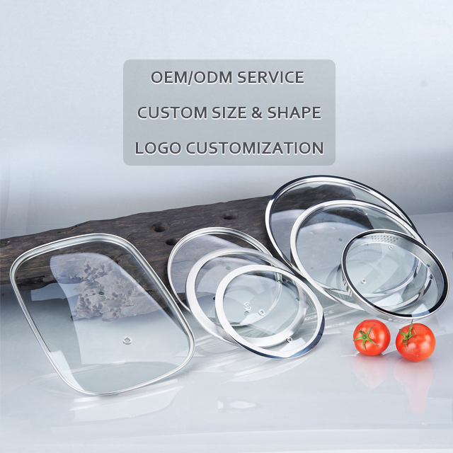 Electroplated Stainless Steel Ring Golden PVD Tempered Glass Lids for Cookware Parts Pot