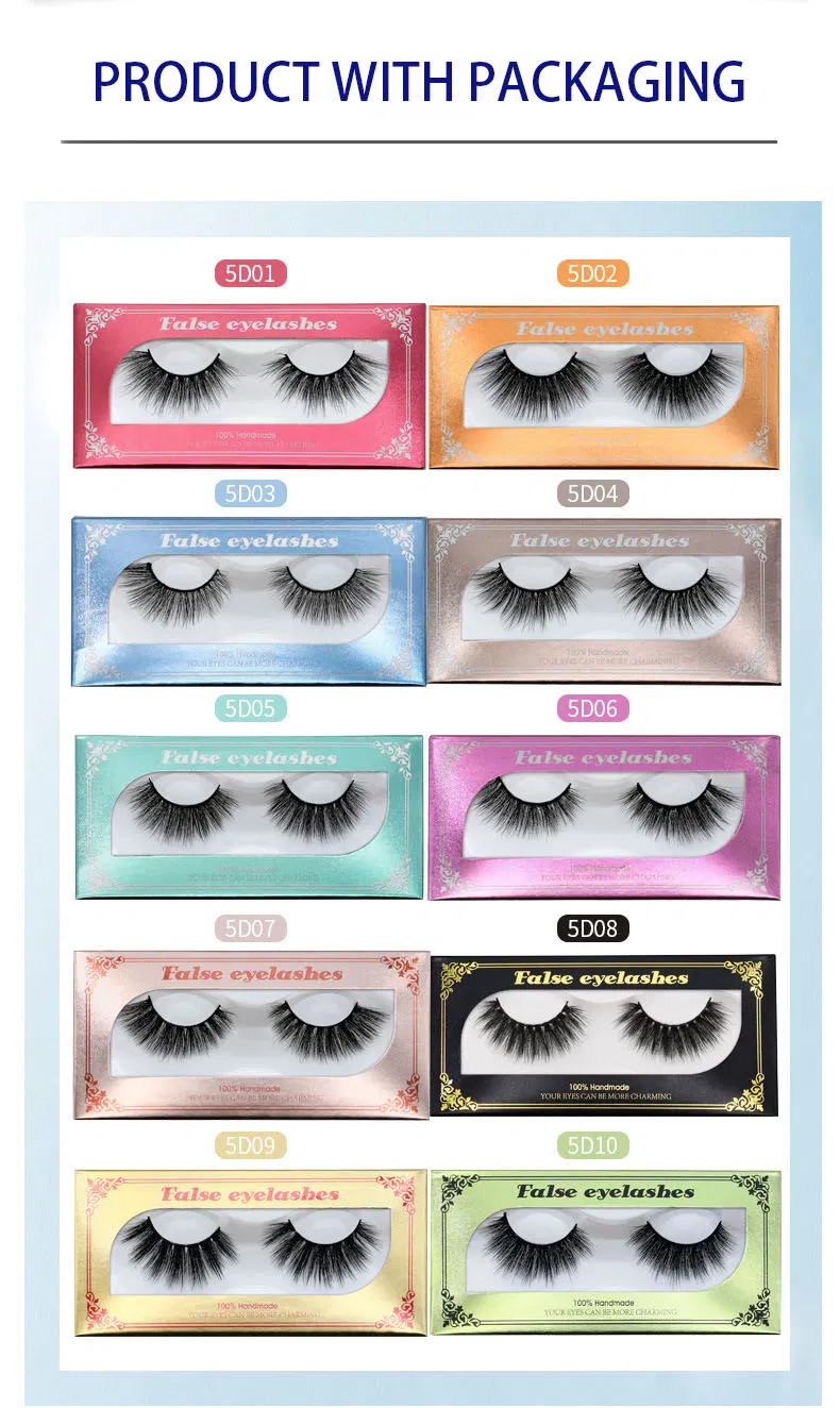 Wholesale Custom False Eyelash Packaging Box Case Private Label Mink Eye Lashes 5D False Natural Eyelashes Mink Eyelash Vendor
