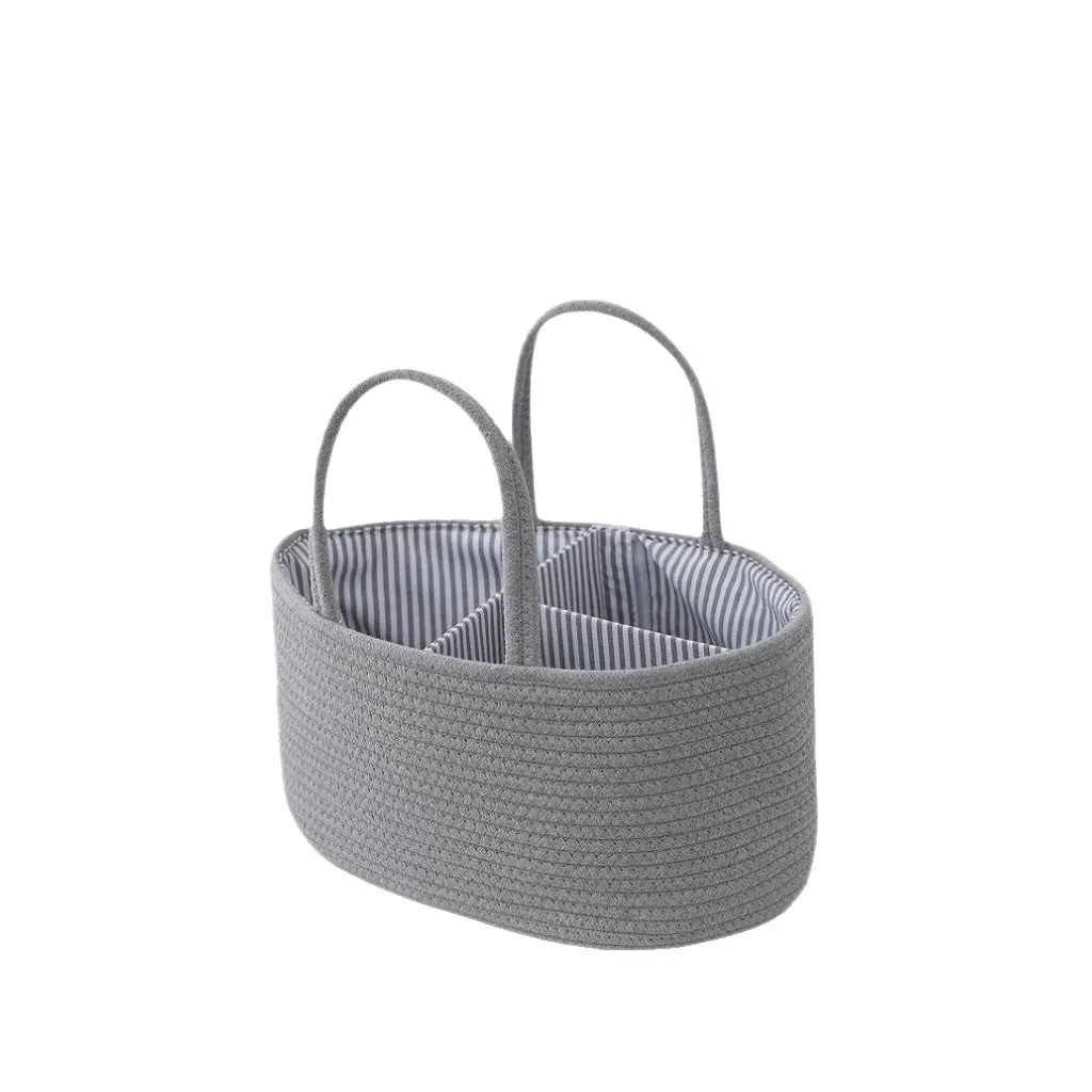 Baby Diaper Caddy Organizer for Girl Boy Cotton Rope Nursery Storage Bin Basket Portable Holder Tote Bag for Changing Table