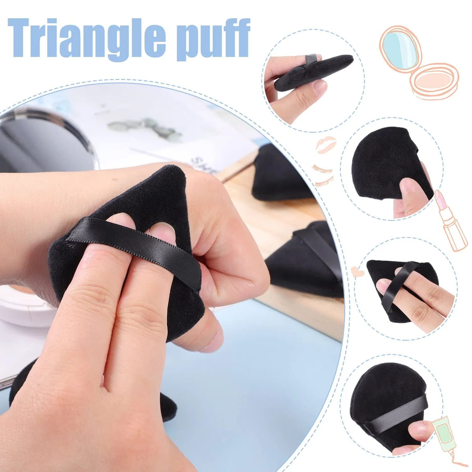 6 Pieces Face Soft Triangle Makeup Cosmetic Puff Sponge