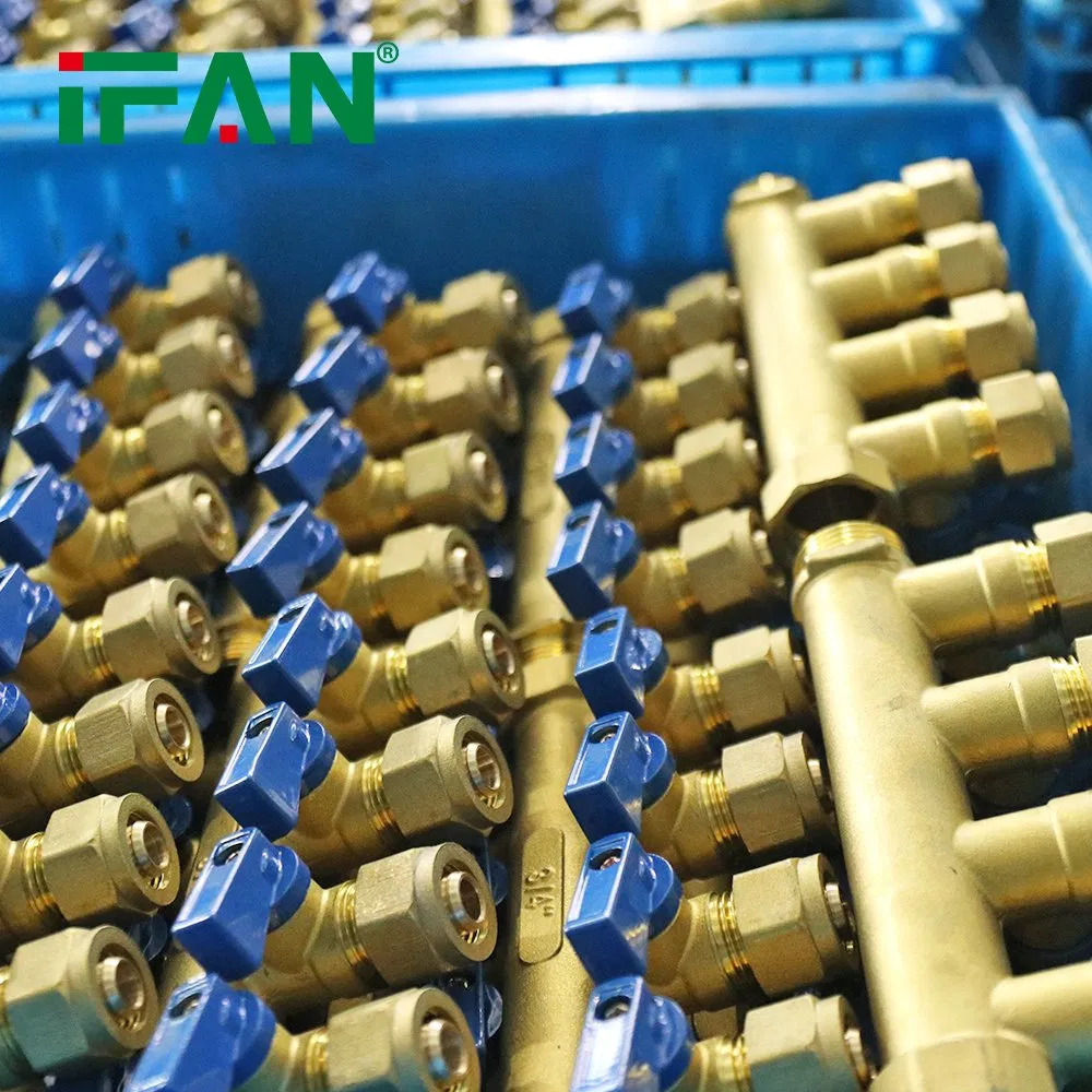 Ifan High Quality Manifold Brass 2-6 Hole Flowing Water Long Service Life 3/4" Brass Water Manifold Brass Manifold