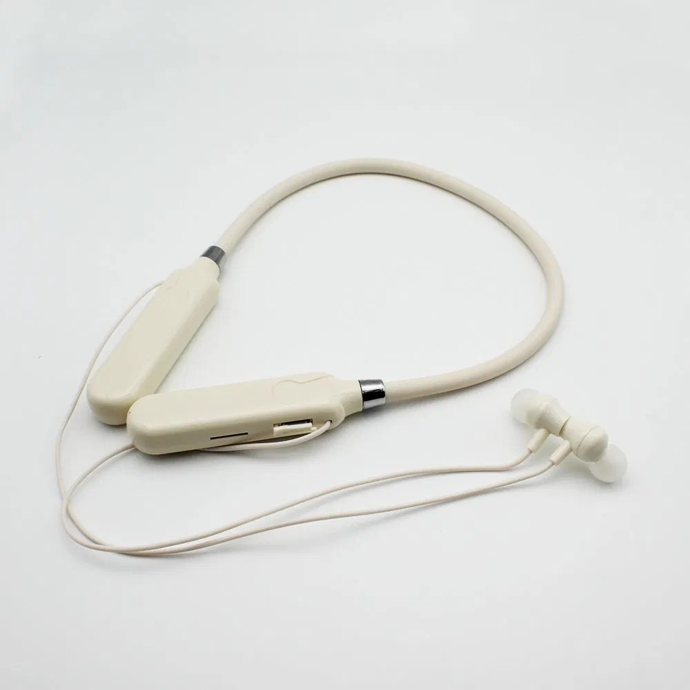 Беспроводные наушники BT-12 Beige на шее