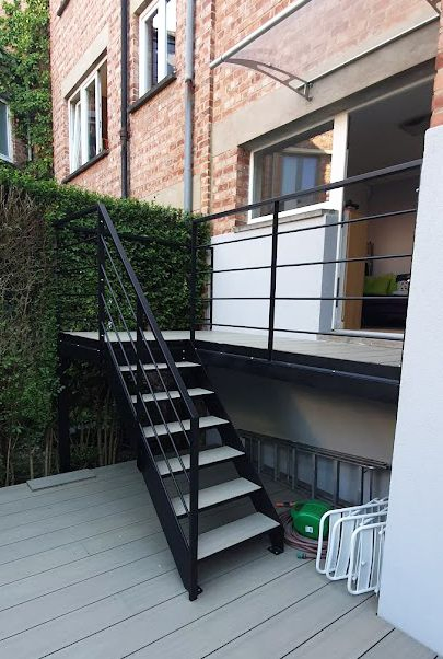 Anewson Stainless Steel Stairs Exterior Metal Staircase Outdoor Safety Staircase