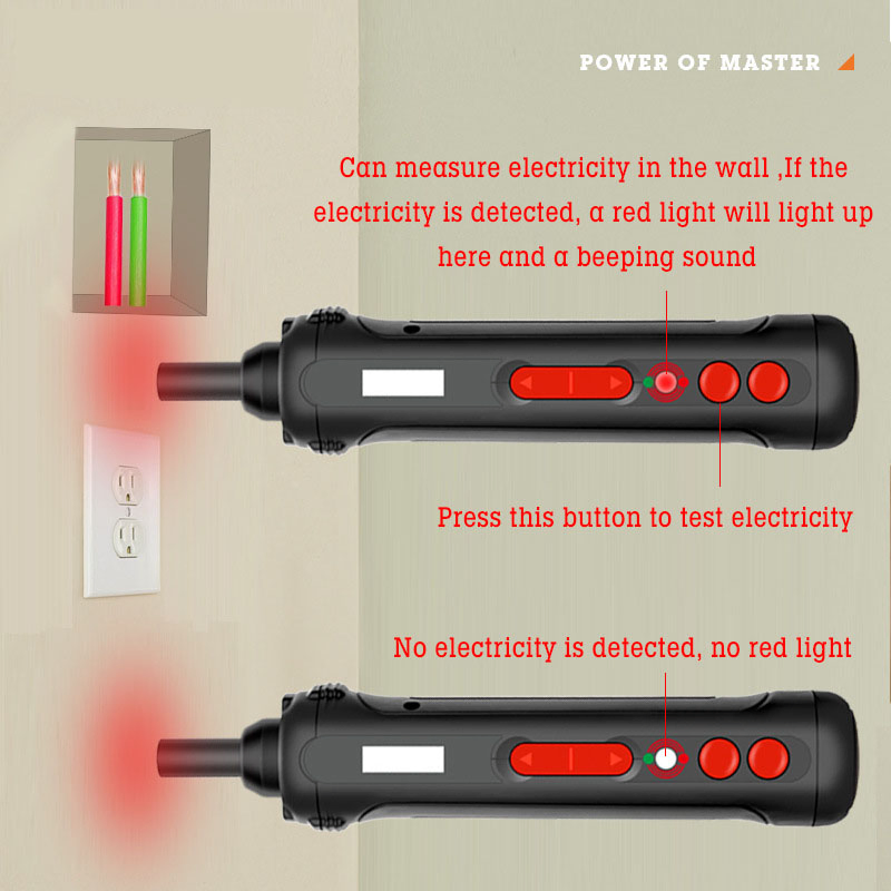 4V Electric Screwdriver Manual Neon-Electroscope Test Pencil Multifunction Front LED USB Charging Cable Cordless Screwdriver